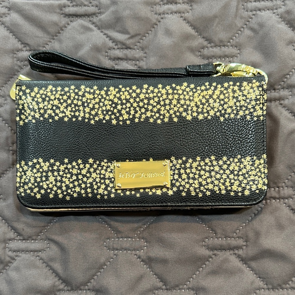 Betsey Johnson Wallet - Black With Gold Stars